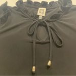 Anne Klein Black Blouse Long Sleeve Ruffle Neck Tie Women Small Stretch Romantic Photo 7