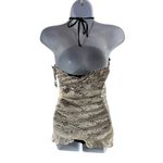 NWT Mossimo Y2K Womens‎ One Piece Swimsuit Halter Top Crochet Beige Black Medium Tan Photo 2