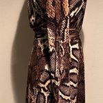 Donna Morgan NWT Wrap Tie Long Sleeve Snake Print Dress Black/Taupe/Brown Photo 3