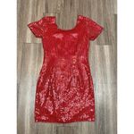 Vintage Red Sequin Beaded Cap Sleeve Mini Shift Dress Holiday Christmas Small Photo 10