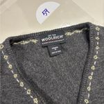 Woolrich  Sleeveless Sweater Vest Charcoal Grey Snowflake V-Neck Size Medium Zip Photo 5