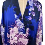 Oscar de la Renta  Neiman Marcus Maxi Kimono Kaftan Dress Floral Blue Purple XL Photo 3