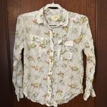 Maeve Anthropologie  Jungle Animals Monkey Tiger Print Shirt 0 Photo 0