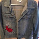 Jean Jacket With Roses Size L Photo 0