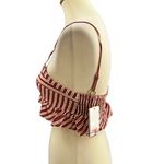 Agua Bendita Crop Top Mae Merzin Beige Red Stripe Ruffles Linen Blend Small New Photo 2