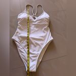Shade & Shore 🔻NWT  white one piece swimsuit size 8/10 high leg cheeky Photo 15