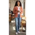 Orvis  Star Knit Burnt Orange Zip Front Cardigan size Medium Photo 1