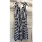 Maurice's Chevron Black/White Fit & Flare Midi Dress Size Large V Neck Ruffle Photo 4