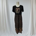 Sag Harbor Womens Brown Crew Neck Animal Print Summer Maxi Dress Petite 8 Photo 1