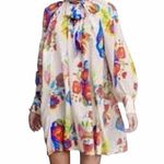 CARESTE Lucine Long Sleeve Silk Dress Insierra Floral Bianco Size 2 Flowing Photo 1