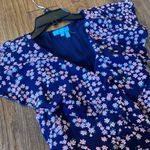 Draper James  RSVP blue floral ruffle wrap dress M Photo 6