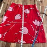 Liz Claiborne Red & White Tulip Print Floral Skirt Flowy Photo 4