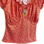Planet Gold  Juniors’ Floral Printed Puff Sleeve Peasant Top Size Small Photo 7