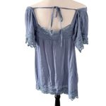Entro Off The Shoulder Blue Crotchet Lace Bohemian Flowy Top Size Medium Photo 1