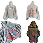 Wren + Glory NYC Hand Painted Be Thankful Oversized Hoodie Gray Photo 1