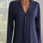 Robin Piccone NWT Amy Long Sleeve Cover-Up Tunic Medium, NAVY Medium Photo 0