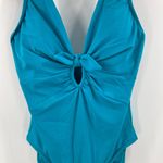 Robin Piccone Ava Swimsuit Size 8 NEW One Piece Blue Knot Plunge Turquoise NWOT Photo 9
