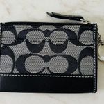 Coach Black White Signature Mini Skinny Cardholder Keychain Keyring Wallet Photo 2