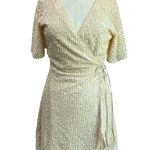ZARA  Light Beige Sequin Mini Wrap Dress Size L Photo 0