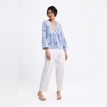 ZARA  Embroidered Cotton Poplin Shirt Size Large Photo 1