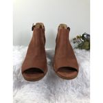 Lucky Brand Open Toes Booties Size 7.5 Tan Block Heels Buckle Closure Minimalist Photo 8