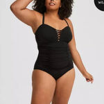 Torrid Black Wireless Racerback Lace-Up One Piece Swimsuit Size 2 (2X) Photo 0