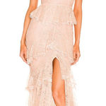 Majorelle Zelda Fitz Gown Nude Lace Ruffle High Slit Corset Bustier XS Photo 0