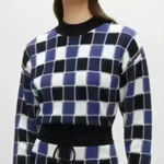 Hugo Boss BOSS  $278 Sweater Fiametta Pullover Check Wool Blend Plaid Fall Cozy Photo 0