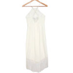 Lulus NWOT ~  Make It Tropical White Sleeveless Fringe Midi Dress ~ Women's SMALL Photo 8