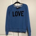 PINK - Victoria's Secret VS PINK Blue LOVE Cheetah V-Neck Sweatshirt Size XS Photo 0