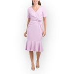 London Times Twist Front Dress Womens 6 Lavender Knee Length V-Neck Short Sleeve Photo 8