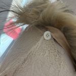 Cream lace long sleeve cover up with fur collar and tube top White Photo 4