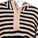 For Love & Lemons Elyse Cream Black Striped Knit Long Sleeve Half Zip Hoodie M Photo 3