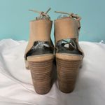 Hinge  Beige Suede Lace-up Open-toe‎ Block Heel Shoes Women Size 7.5 S-356 Photo 2