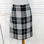 Eddie Bauer Plaid Wool Blend Tweed Pencil Skirt Black White 8 Tall Photo 3