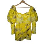 Missguided Yellow Gold Metallic Floral Puff Sleeve Corset Mini Dress US 8 NWOT Photo 2
