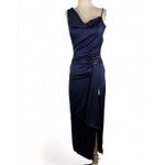 NICHOLAS Senda Asymmetric Gown in Midnight 0 New Womens Satin navy Long Dress Blue Photo 4