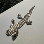 Prong Set Rhinestone Novelty Lizard Brooch Pin With Green Eyes Photo 6