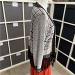 Christopher & Banks  Black and White Fringed Western Cardigan Sweater Photo 4