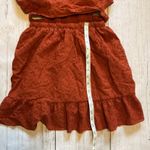 ZARA Burnt Orange Eyelet Cutout Mini Ruffle Dress Size Medium Photo 5