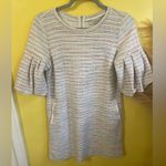 Loft NWOT Pastel Striped Dress with Eyelet Ruffle Sleeves Photo 0