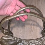 Gold Pewter metallic faux leather buckle handbag Photo 4