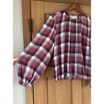 Anthropologie Cloth & Stone Glacier Plaid Long Sleeve Blouse Pink Women’s Medium Photo 1