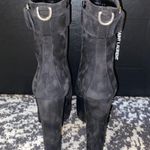 Saint Laurent Mina Cherry 95  Mazzi Buckle Platform Suede Booties Cachemire Nero Size 39 Photo 3