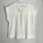 Faherty Ellsworth Pintuck Fringe Edge Top Cream White (XS) Photo 1