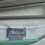 Chico's NWT Chico’s White Lightweight Knit Crochet Classic Sweater Size 0 Medium Crew Photo 4