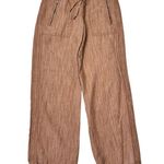 Athleta Cabo Wide Leg Pants Womens 4 Orange/Brown Linen Textured Drawstring Photo 1