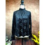 1. State  High Neck Open Back Long Sleeve Blouse Rich Black M Photo 9