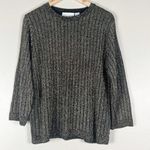 Vintage Alfred Dunner Cozy Black Gold Metallic Knit Sweater Made in USA Size M Photo 0