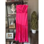 AMUR Milly Satin Pleated Strapless Cocktail Dress Pink Cabaret Womens Size 8 Photo 3